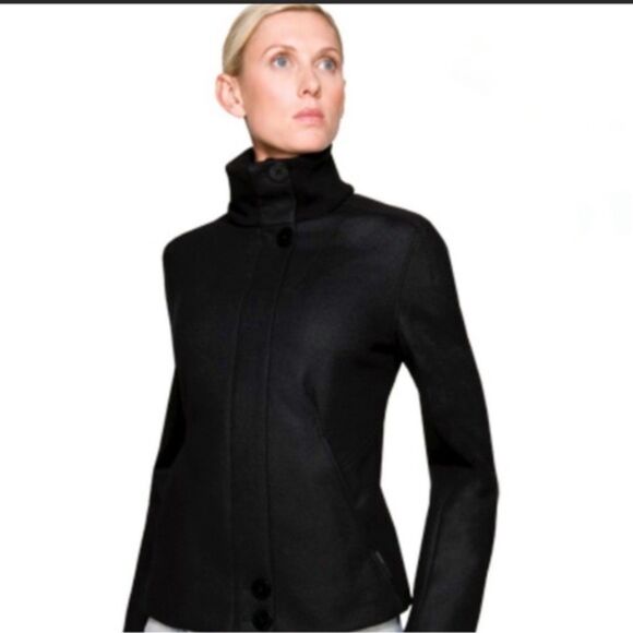 ICEBREAKER Coat Womens Medium Black‎ 380 Pure Plus Wool Full Zip Skyline Jacket - Picture 1 of 15